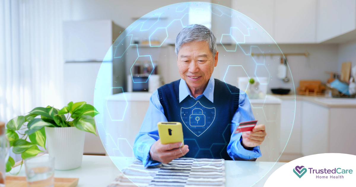 A senior stays safe from scammers